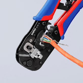 KNIPEX 97 51 13 Crimpzange für RJ45-Westernstecker mit Mehrkomponenten-Hüllen brüniert 190 mm-Beschreibung lesen