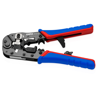 KNIPEX 97 51 13 Crimpzange für RJ45-Westernstecker mit Mehrkomponenten-Hüllen brüniert 190 mm-Beschreibung lesen