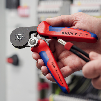 KNIPEX 97 53 14 SB Selbsteinstellende Crimpzange für Aderendhülsen mit Seiteneinführung mit Mehrkomponenten-Hüllen brüniert 180 mm (SB-Karte/Blister)-Beschreibung lesen