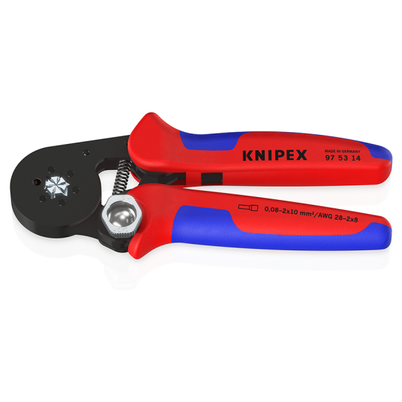 KNIPEX 97 53 14 SB Selbsteinstellende Crimpzange für Aderendhülsen mit Seiteneinführung mit Mehrkomponenten-Hüllen brüniert 180 mm (SB-Karte/Blister)-Beschreibung lesen