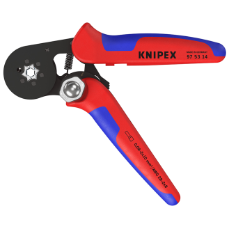 KNIPEX 97 53 14 SB Selbsteinstellende Crimpzange für Aderendhülsen mit Seiteneinführung mit Mehrkomponenten-Hüllen brüniert 180 mm (SB-Karte/Blister)-Beschreibung lesen