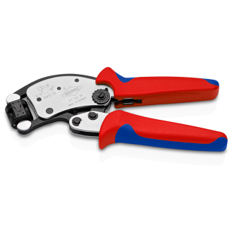 KNIPEX 97 53 19 Twistor T Selbsteinstellende Crimpzange für Aderendhülsen mit drehbarem Crimpkopf mit Mehrkomponenten-Hüllen verchromt 200 mm-Beschreibung lesen