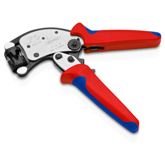 KNIPEX 97 53 19 Twistor T Selbsteinstellende Crimpzange für Aderendhülsen mit drehbarem Crimpkopf mit Mehrkomponenten-Hüllen verchromt 200 mm-Beschreibung lesen