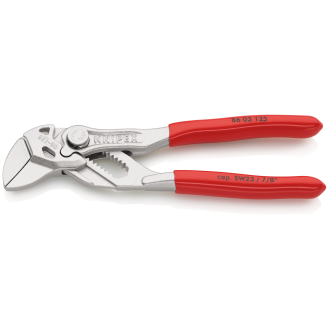 KNIPEX 86 03 125 SB Mini-Zangenschlüssel Zange und Schraubenschlüssel in einem Werkzeug mit Kunststoff überzogen verchromt 125 mm (SB-Karte/Blister)-Beschreibung lesen
