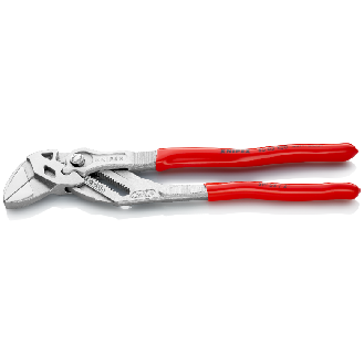 KNIPEX 86 03 250 SB Zangenschlüssel Zange und Schraubenschlüssel in einem Werkzeug mit Kunststoff überzogen verchromt 250 mm (SB-Karte/Blister)-Beschreibung lesen