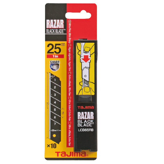 Tajima Razar Black Cutterklingen 25 Mm Spender Mit 10 Klingen Sb-Karte-Beschreibung lesen
