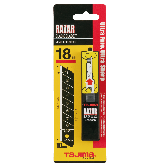 Tajima Razar Black Cutterklingen 18 Mm Spender Mit 10 Klingen Sb-Karte-Beschreibung lesen