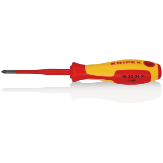KNIPEX 98 25 01 SL Schraubendreher (Slim) für Kreuzschlitzschrauben Pozidriv isolierender Mehrkomponenten-Griff, VDE-geprüft brüniert 187 mm-Beschreibung lesen