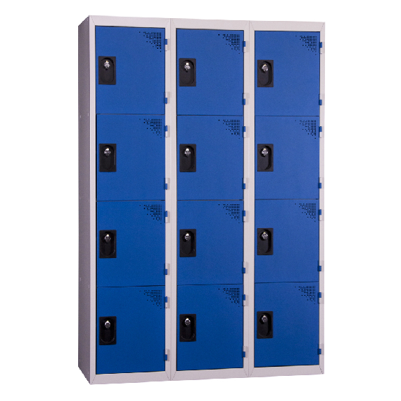 Vestiaires 4 cases x 3 colonnes - En kit - Bleu - Largeur 90cm-Lire la description