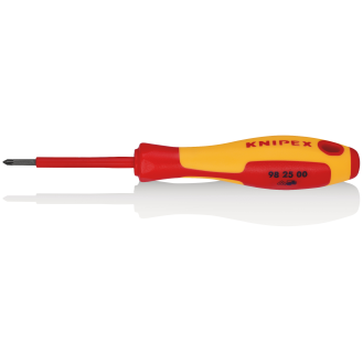 KNIPEX 98 25 00 Schraubendreher für Kreuzschlitzschrauben Pozidriv isolierender Mehrkomponenten-Griff, VDE-geprüft brüniert 162 mm-Beschreibung lesen