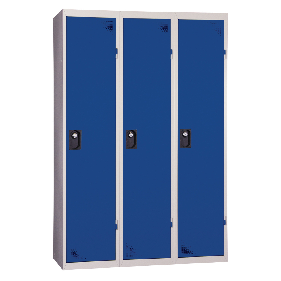 Vestiaire industrie salissante - Monobloc - Bleu - 3 colonnes - Largeur 120cm Vestiaire industrie salissante - Monobloc - Bleu - 3 colonnes - Largeur 120cm-Lire la description
