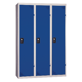Vestiaire industrie salissante - Monobloc - Bleu - 3 colonnes - Largeur 120cm-Lire la description