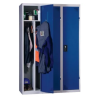 Vestiaire industrie salissante - Monobloc - Bleu - 3 colonnes - Largeur 120cm