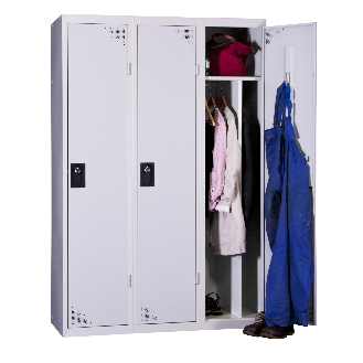 Vestiaire industrie salissante - En kit - Gris - 3 colonnes - Largeur 120cm-Lire la description