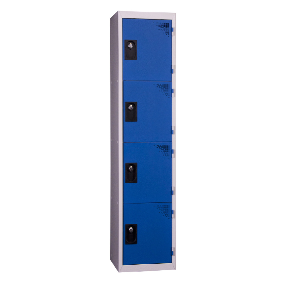 Vestiaires 4 cases x 1 colonne - En kit - Bleu - Largeur 30cm-Lire la description