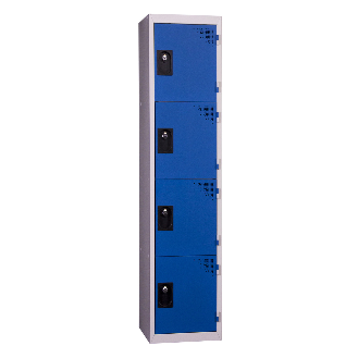 Vestiaires 4 cases x 1 colonne - En kit - Bleu - Largeur 30cm-Lire la description