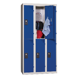 Vestiaires 2 cases x 3 colonnes - En kit - Bleu - Largeur 90cm-Lire la description