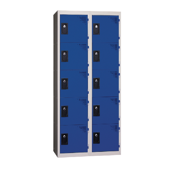 Vestiaire en kit 5 cases x 2 colonnes, bleu, largeur 60 cm-Lire la description