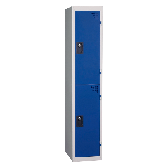 Vestiaires 2 cases x 1 colonne - En kit - Bleu - Largeur 30cm-Lire la description