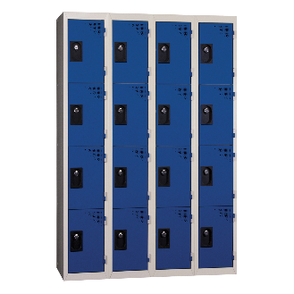 Vestiaires 4 cases x 4 colonnes - En kit - Bleu - Largeur 120cm-Lire la description