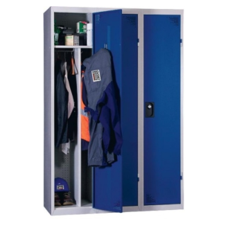 Vestiaire industrie salissante - En kit - Bleu - 3 colonnes - Largeur 120cm-Lire la description