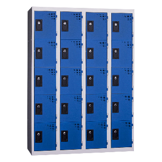 Vestiaires 5 cases x 4 colonnes - En kit - Bleu - Largeur 120cm-Lire la description