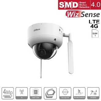 IP-Dome-Kamera 4G 4MP/WizSense Dahua IPC-HDBW3441DR1P-AST-4G-NL668EAU-0280B-Beschreibung lesen
