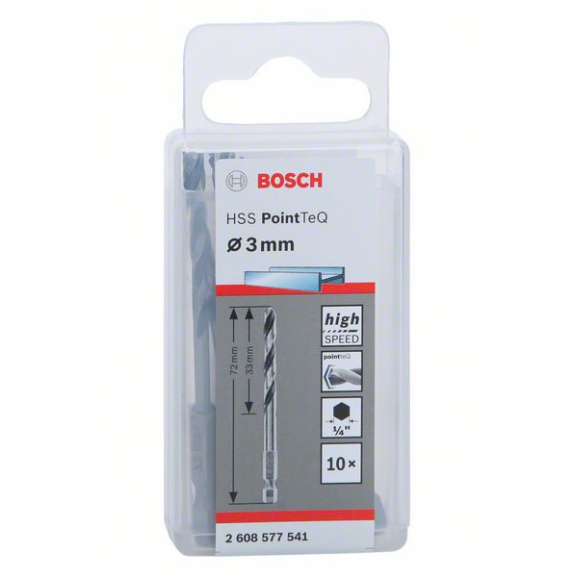 Bosch HSS PointTeQ Sechskantbohrer 3 mm, 10er-Pack-Beschreibung lesen