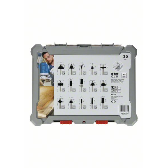 Bosch 15-teiliges Frser-Set, 1/4-Zoll Schaft. Fr Handfrsen-Beschreibung lesen