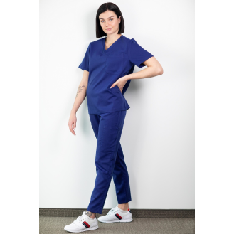 Medfit  Ensemble Médical Blouse Et Pantalon  Unisexe  Bleu Outremer - Xxl-Lire la description