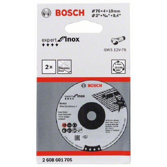Bosch Professional Schruppscheibe Expert for Inox, A 30 Q INOX BF, 76 x 10 x 4,0 mm-Beschreibung lesen