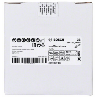 Bosch X-LOCK Fiberscheibe, 115 mm, K 36, Sternloch, R780 Best for Metal + Inox-Beschreibung lesen