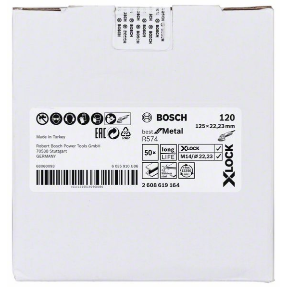 Bosch X-LOCK Fiberschleifscheibe, R574, Best for Metal, 125 mm, K 120, 1 Stk-Beschreibung lesen
