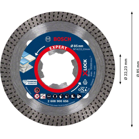 Bosch EXPERT HardCeramic X-LOCK Diamanttrennscheiben, 85 x 22,23 x 1,6 x 7 mm-Beschreibung lesen