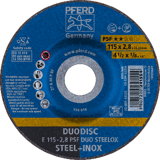 Pferd DUODISC Trenn-/Schleif. E 115x2,8x22,23 mm gekr. Uni.-Linie PSF DUO-Beschreibung lesen