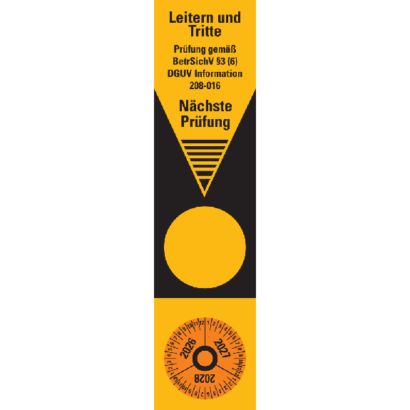 Grundetikett Prüfung gemäß BetrSichV §3(6), DGUV Information, 26-28, Folie, 50x220mm-Beschreibung lesen