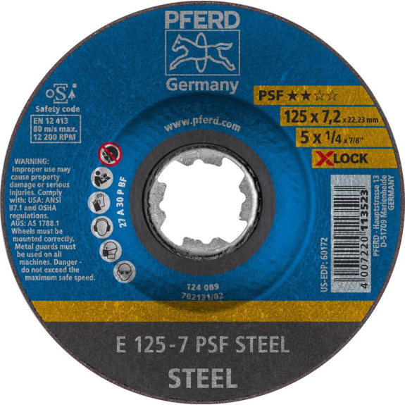 Schruppscheibe PSF X-LOCKSTEEL 125x7mm Pferd-Beschreibung lesen