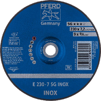 Schruppscheibe gekröpft für V2A A30NSG 230x7,2mm PFERD-Beschreibung lesen