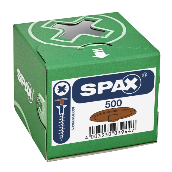 SPAX-S Abdeckkappen mit Kopfbohrung Rehbraun (500St.)-Beschreibung lesen