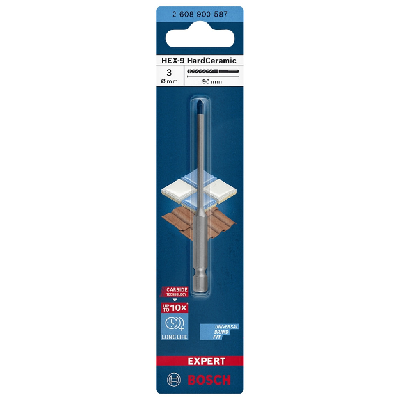 Bosch EXPERT HEX-9 HardCeramic Bohrer, 10 x 90 mm. Fr Dreh- und Schlagbohrer-Beschreibung lesen