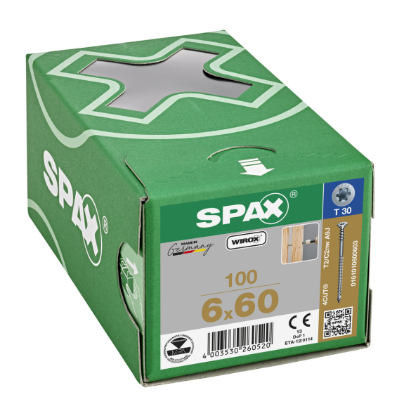 SPAX Justierschraube Flachkopf T30 Halterillen 4CUT WIROX 6x60mm (100)-Beschreibung lesen