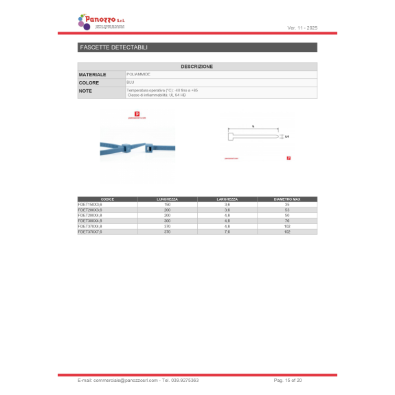 FASCETTE DETECTABILI RILEVABILI 100X2,5 - Multipli di 100-Leggi tutto