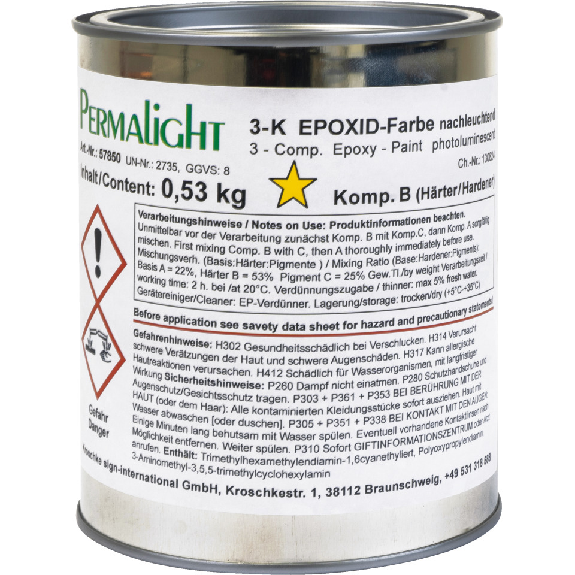 PERMALIGHT power langnachleuchtend 3-Komponenten-Epoxid-Farbe, für Bodenmarkierungen, 1kg/Gebinde-Beschreibung lesen