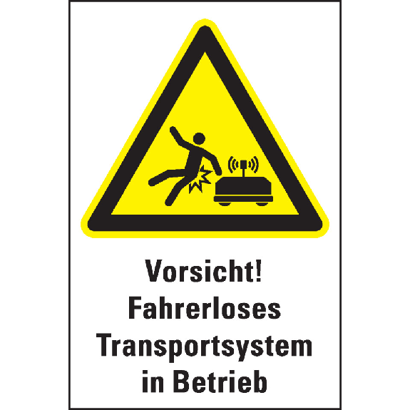 Warn-Kombischild Vorsicht! Fahrerloses Transportsystem..., Kunststoff, 200x300mm-Beschreibung lesen