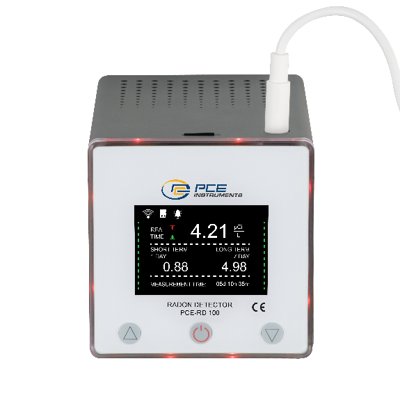 PCE Instruments Gasmessgerät PCE-RD 100 Radonkonzentration 99,9 pCi/L  |3700 Bq/m³ |Grenzwerte einstellbar |WiFi |App-Beschreibung lesen