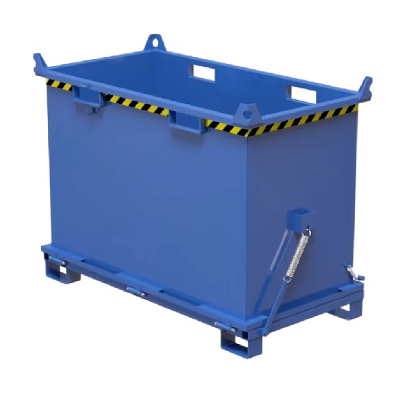 Benne à fond ouvrant superposable CIVBB - 500 L, Bleu (RAL 5010)-Lire la description