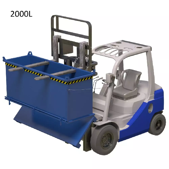 Benne à fond ouvrant superposable CIVBB - 500 L, Bleu (RAL 5010)-Lire la description