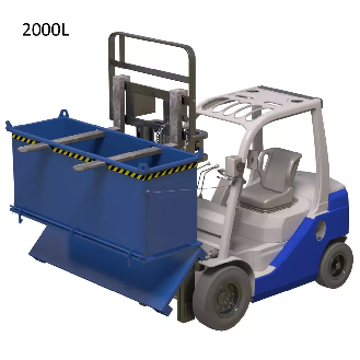 Benne à fond ouvrant superposable CIVBB - 1500 L - Renforcée, Bleu (RAL 5010)-Lire la description