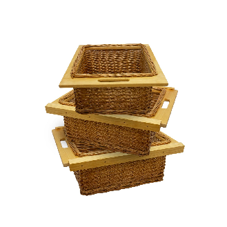 Tire Cestas Mimbre de Madera de Haya Maciza de 500mm x 3-Leer más