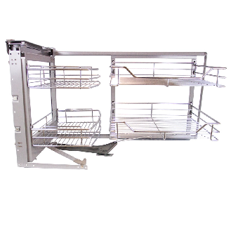 Ausziehbarer Edelstahl-Eckschrank 90-100cm linke Seite-Beschreibung lesen